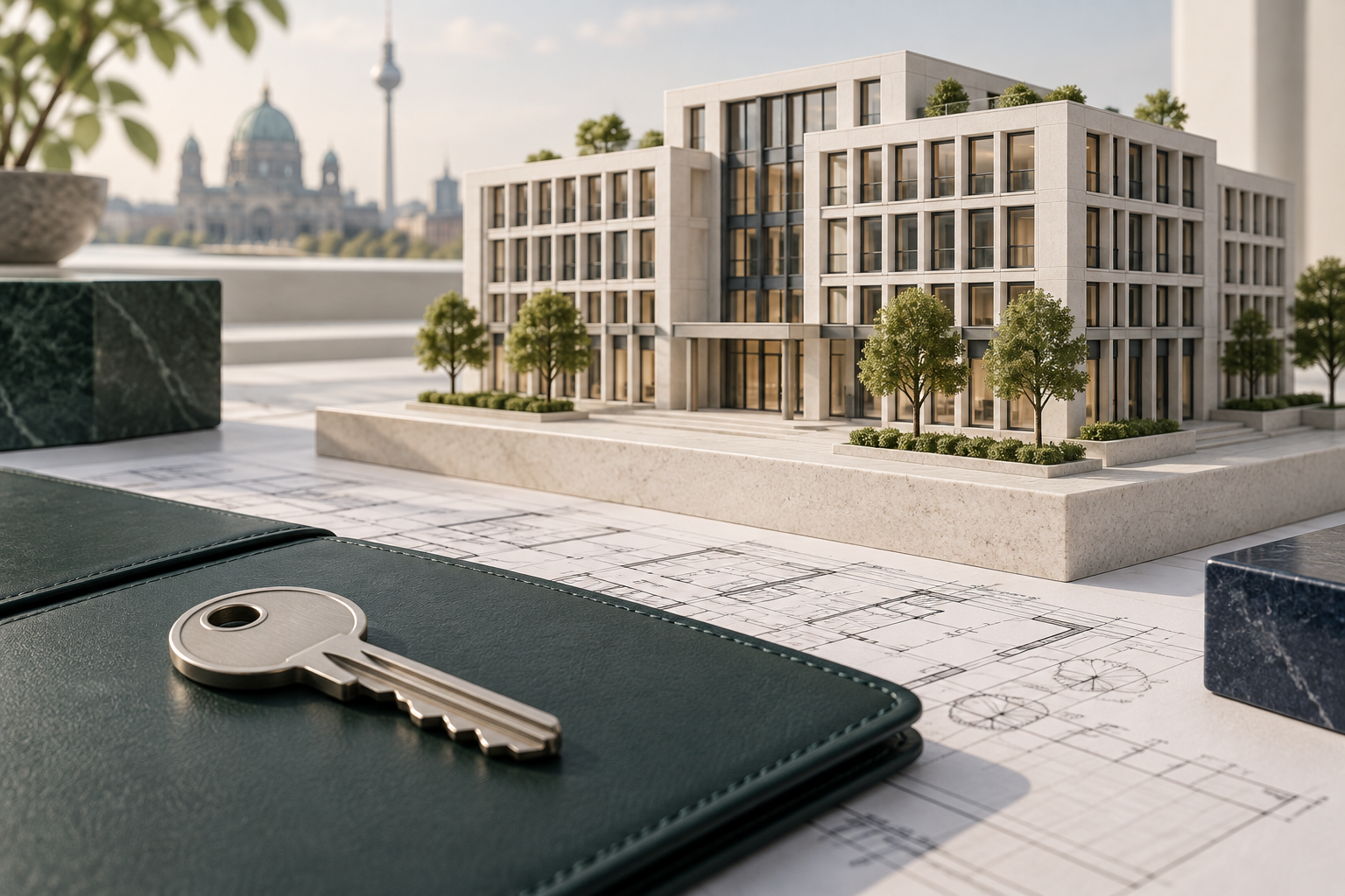 Architectural business model and key illustrating company establishment
