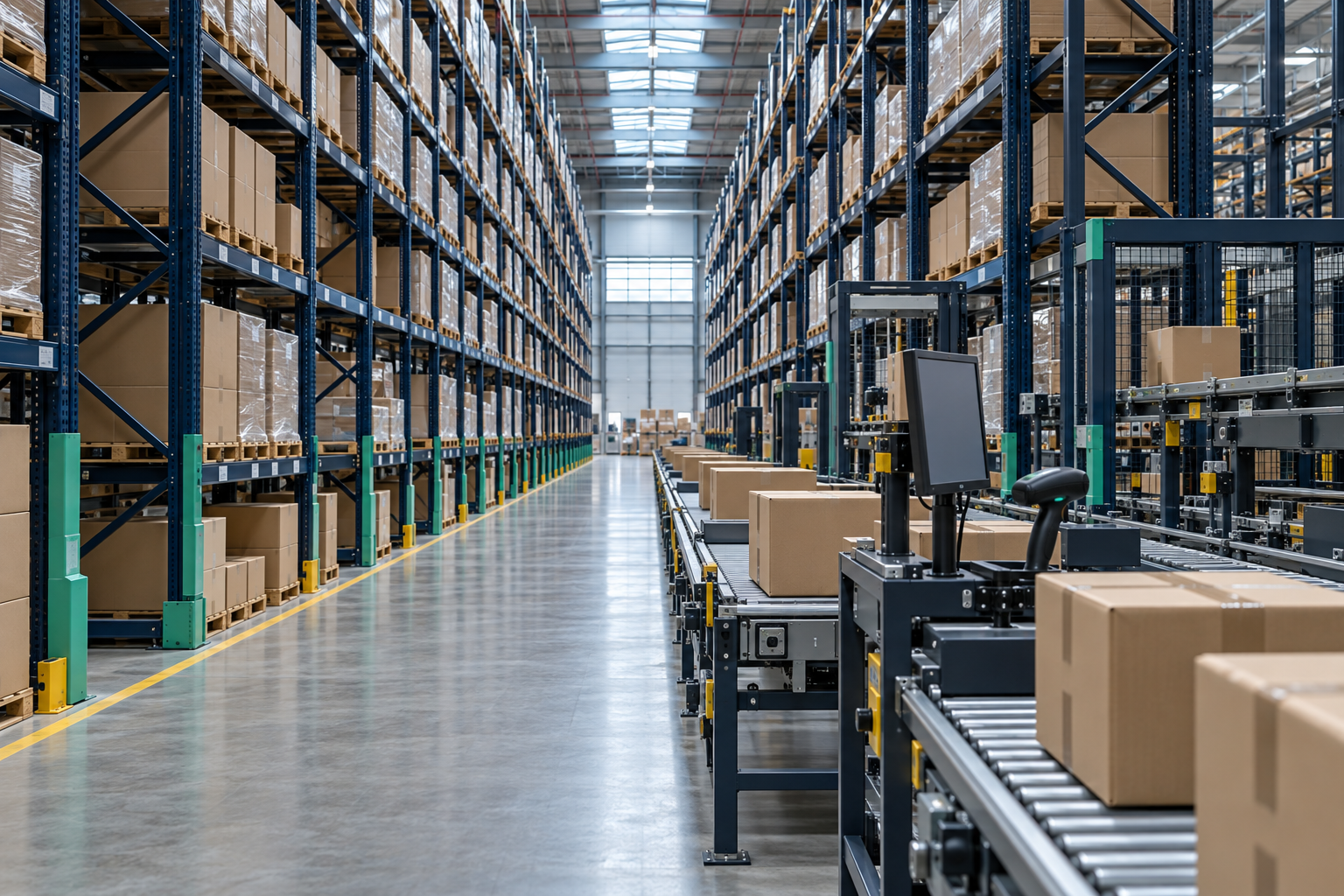 Organised distribution centre illustrating operational coordination